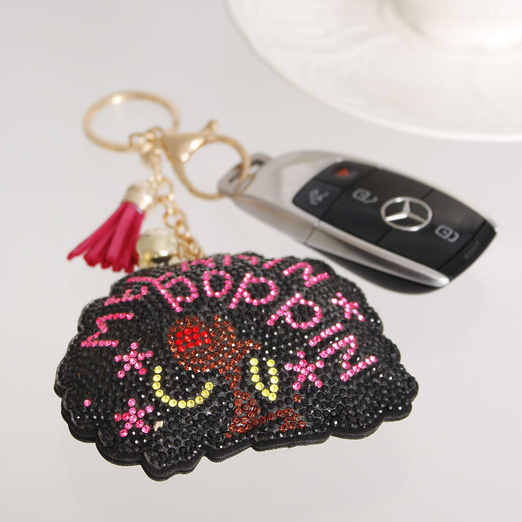 Keychain Purse Charm Melanin Poppin Afro Pink Stylish Accessory