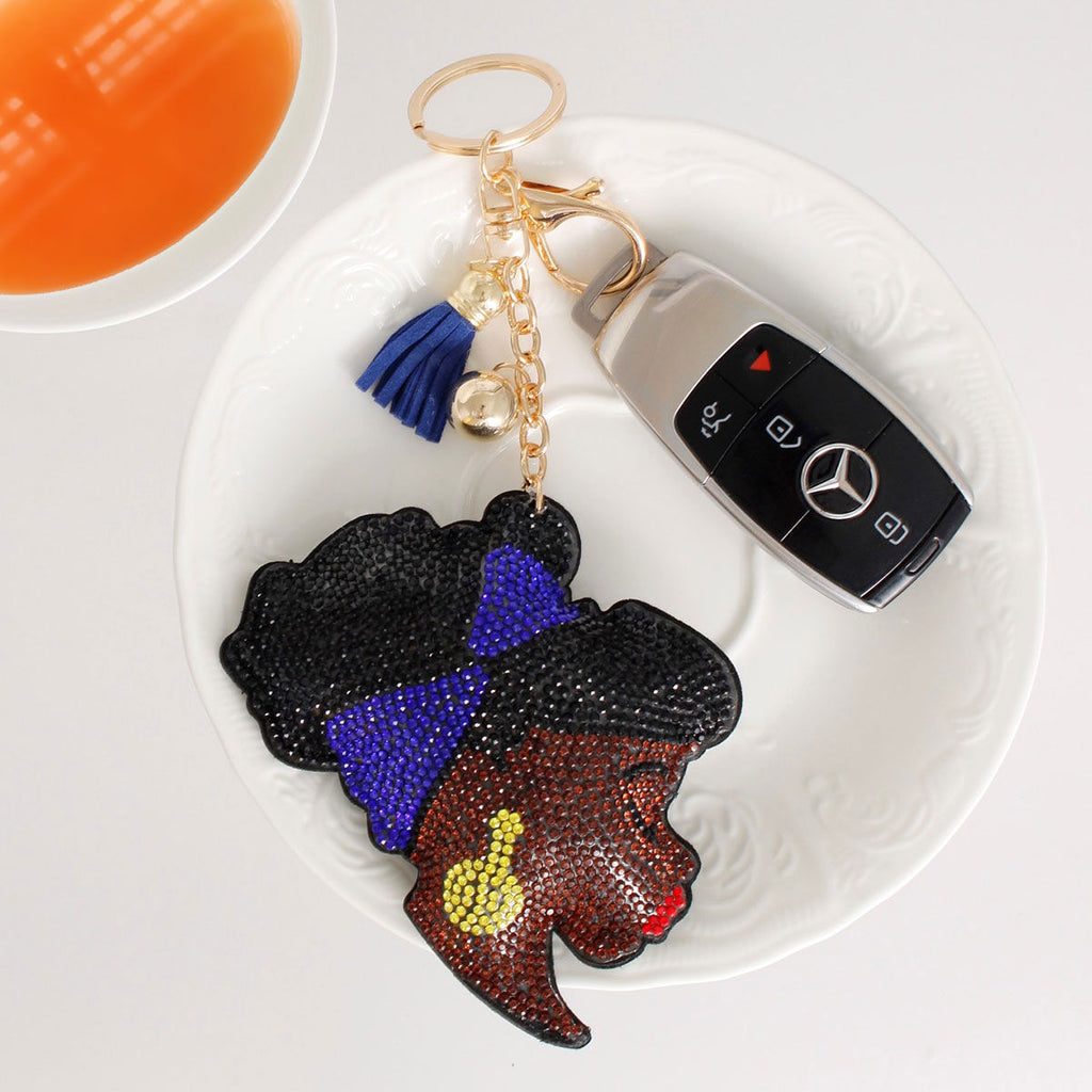 Keychain with Blue Headband Accessory, Stylish Fashion Jewelry