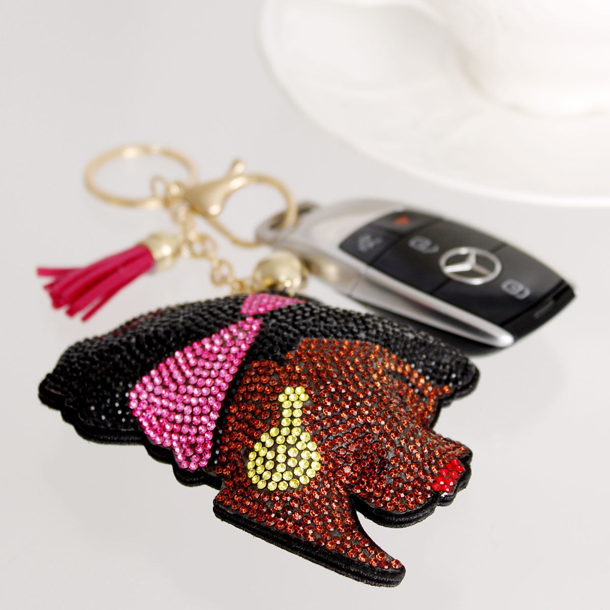 Fashionable Pink Headband Keychain Accessory for Women