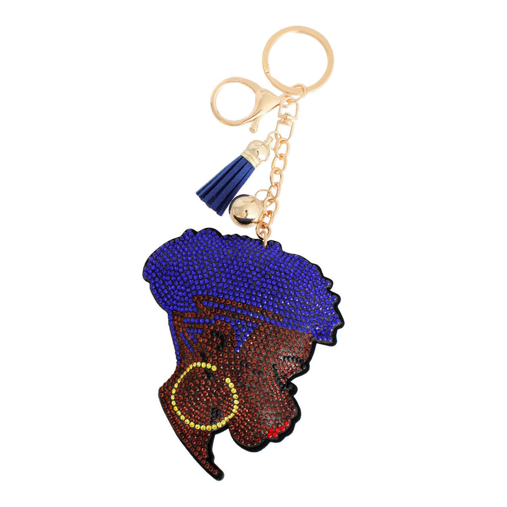 Keychain with Blue Hair Woman Design Stylish Accessory