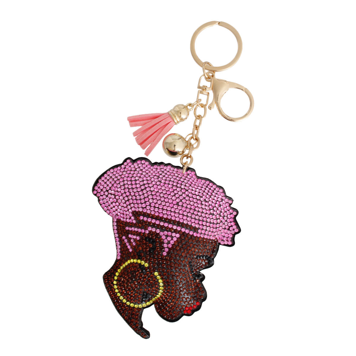 Fashion Keychain with Light Pink Hair Charm Stylish Accessory