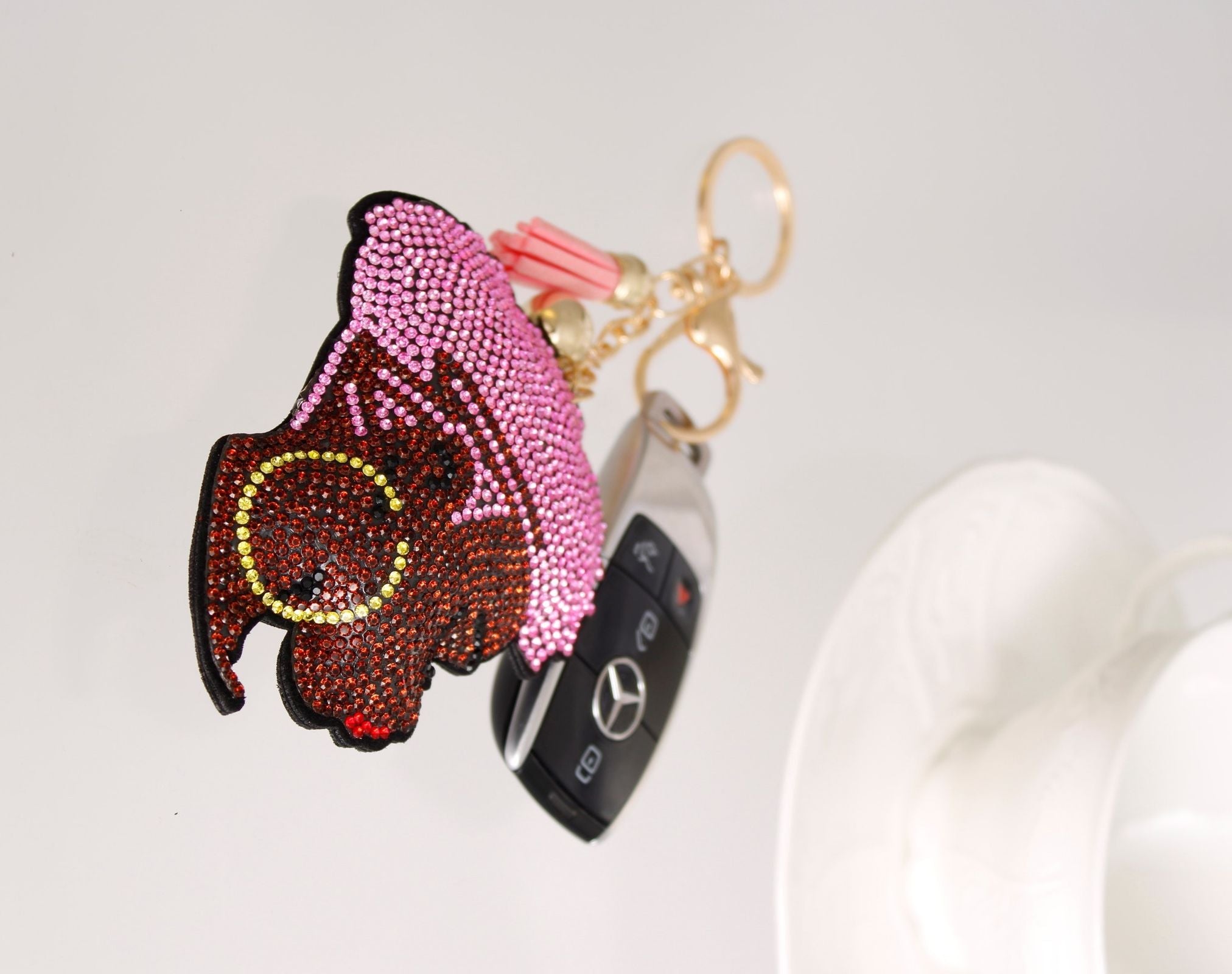 Fashion Keychain with Light Pink Hair Charm Stylish Accessory