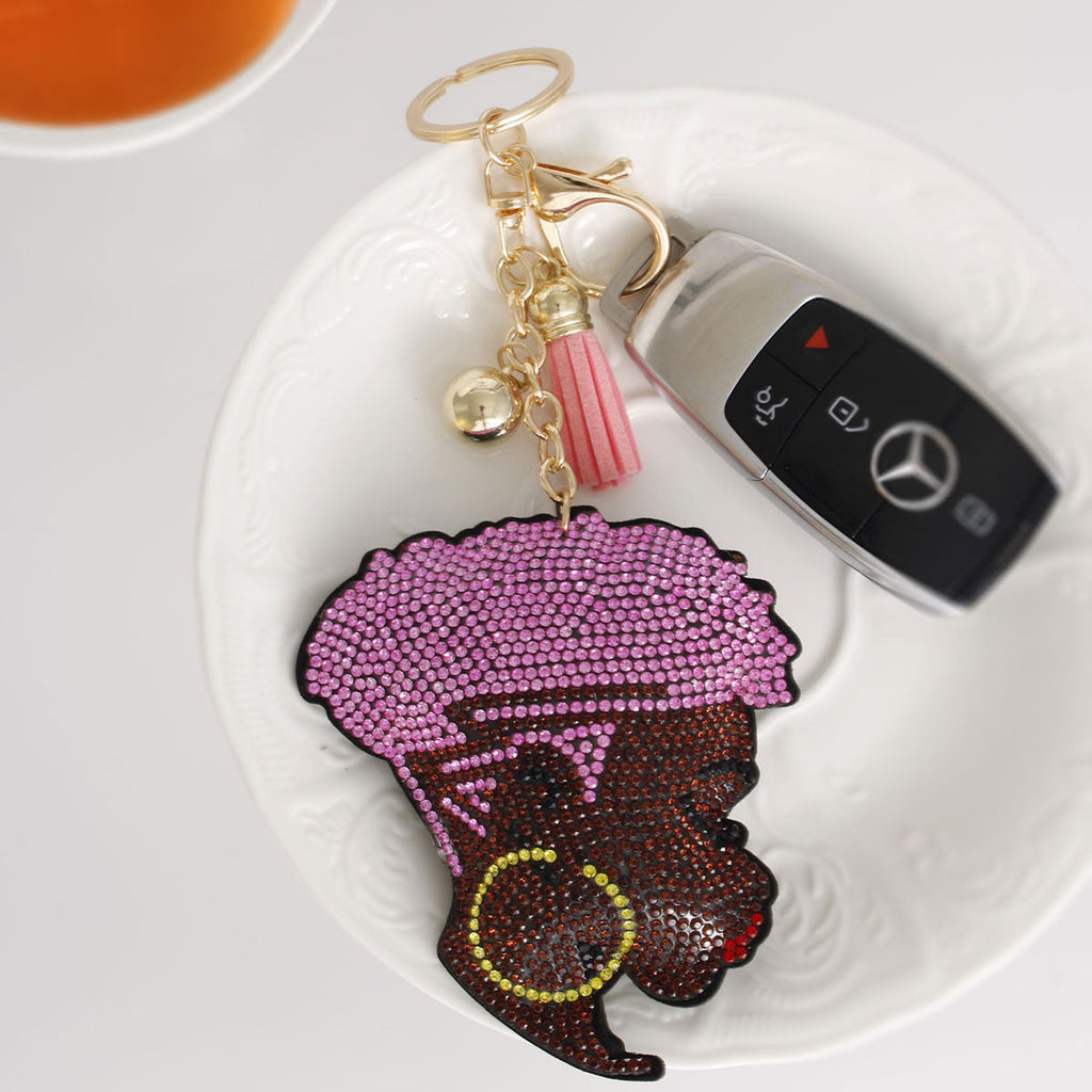 Fashion Keychain with Light Pink Hair Charm Stylish Accessory