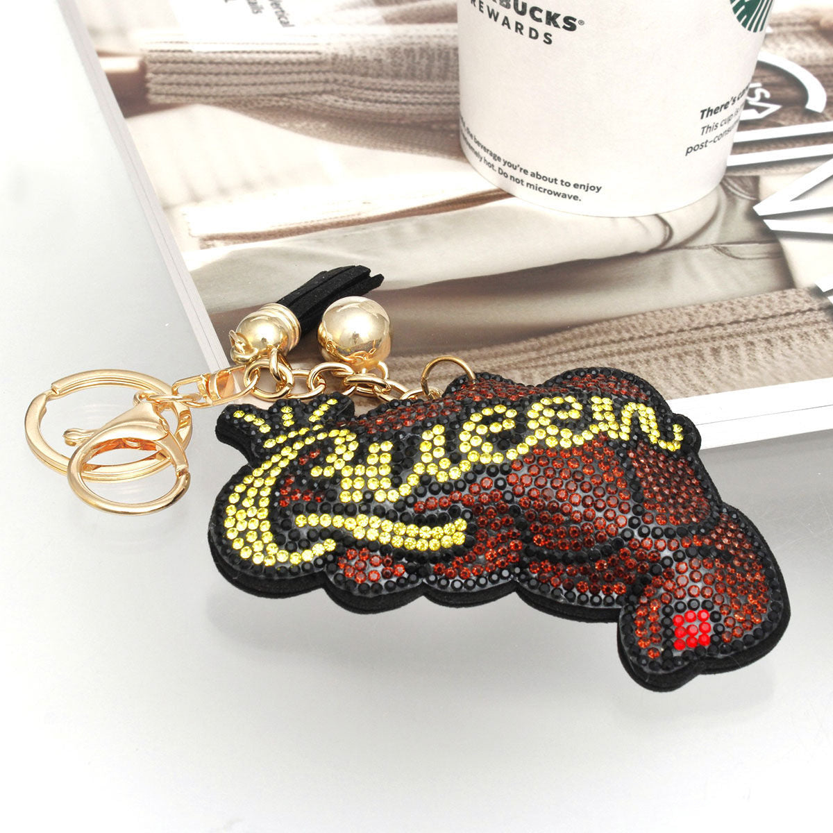 Keychain Charm Clip Glam Queen Fist Padded Stylish Accessory