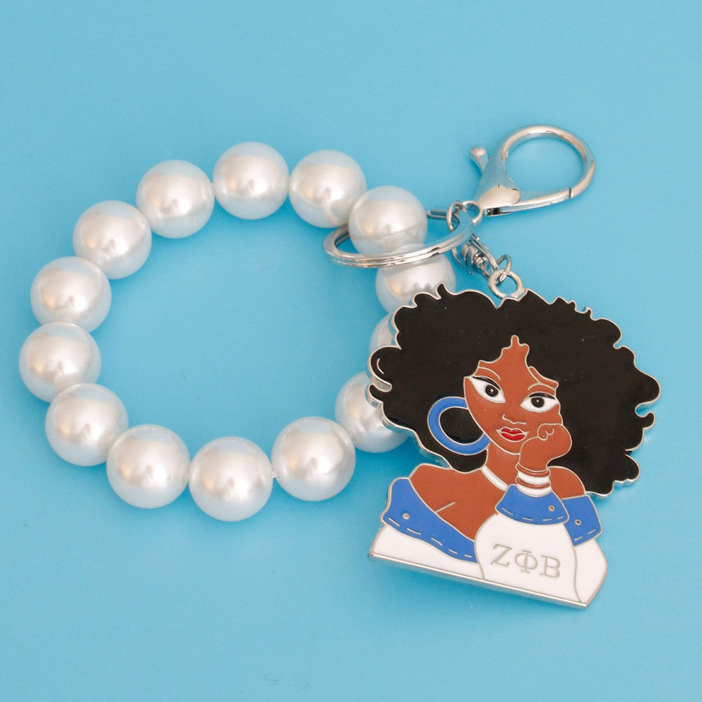 Women’s Pearl Keychain Blue White Stylish Accessory