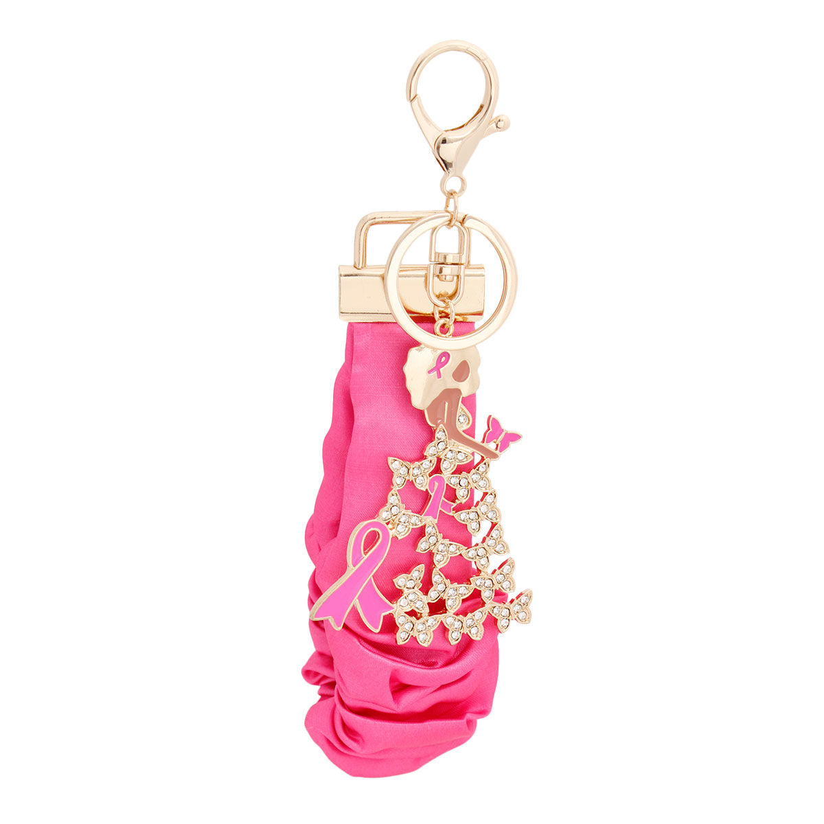 Stylish Pink and Gold Butterfly Wristlet Keychain Accessory