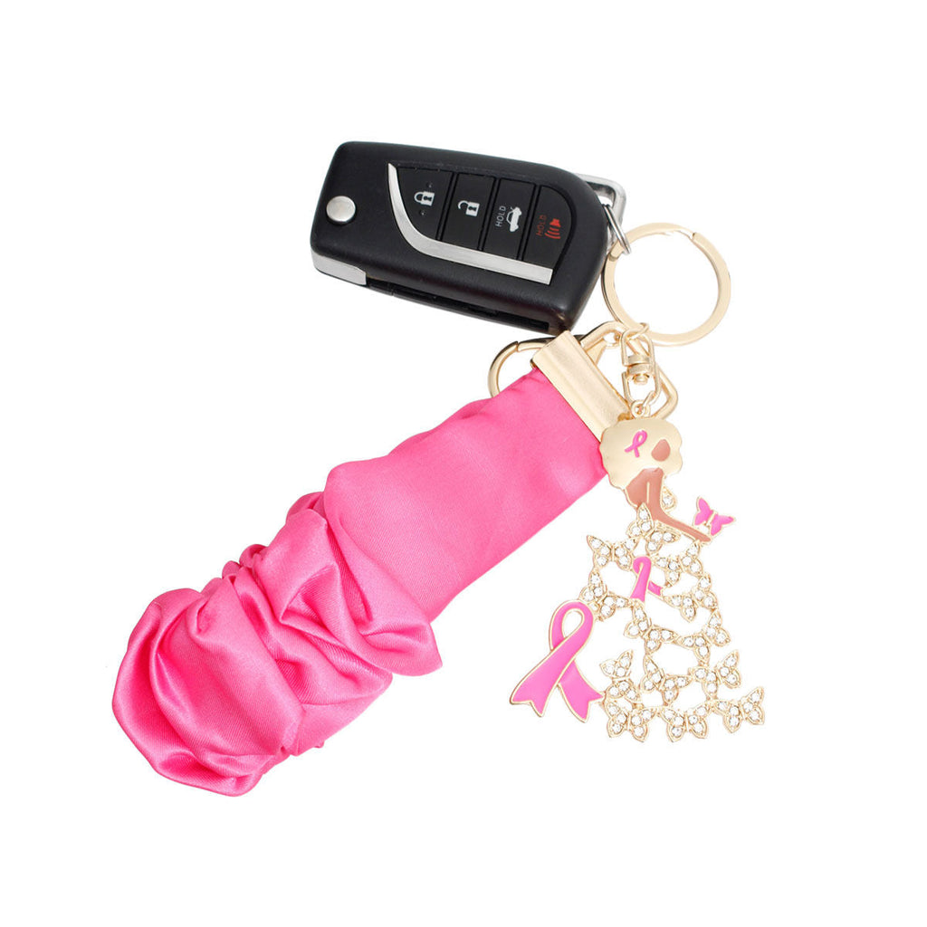 Stylish Pink and Gold Butterfly Wristlet Keychain Accessory