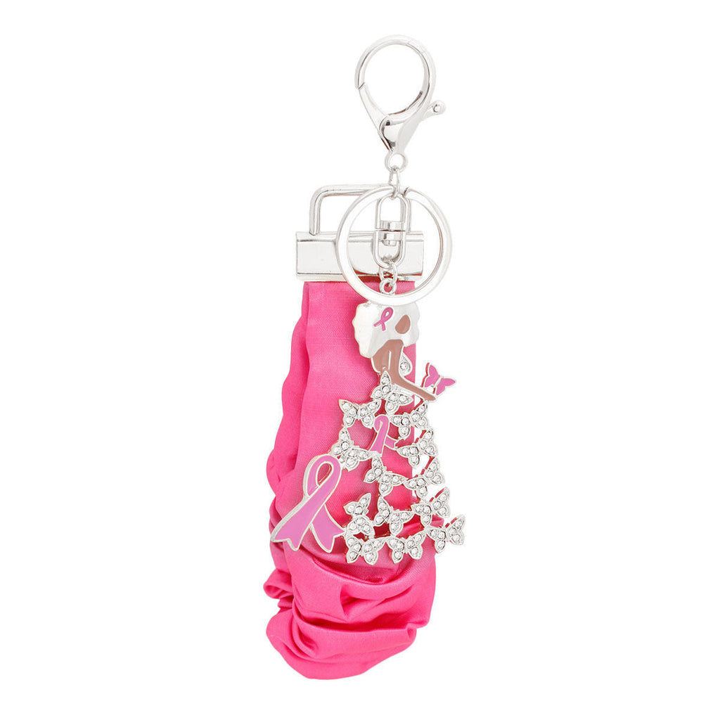 Butterfly Keychain Wristlet Silver Pink Stylish Accessory