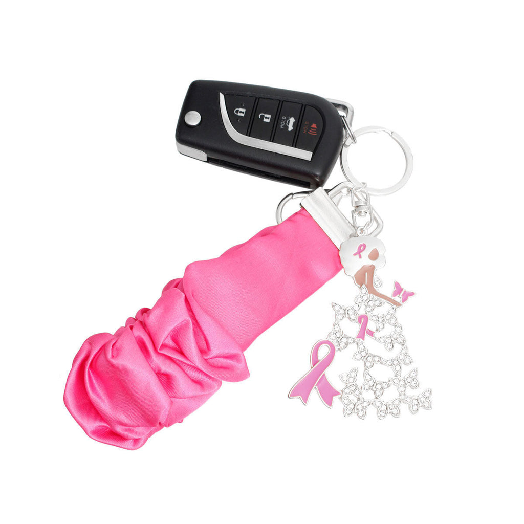 Butterfly Keychain Wristlet Silver Pink Stylish Accessory