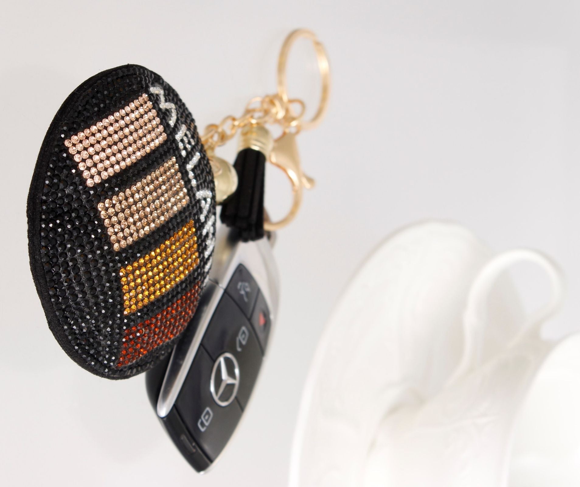Round Black Melanin Keychain Stylish Accessory