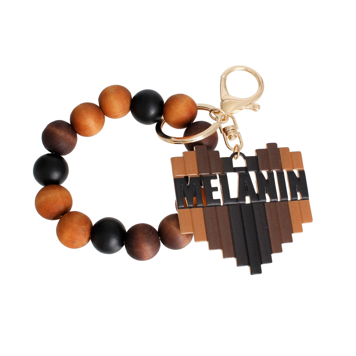 Wood Bead Keychain Melanin Accessory Stylish Trendy