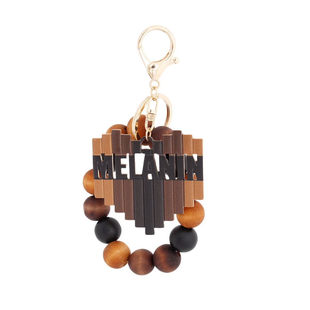 Wood Bead Keychain Melanin Accessory Stylish Trendy