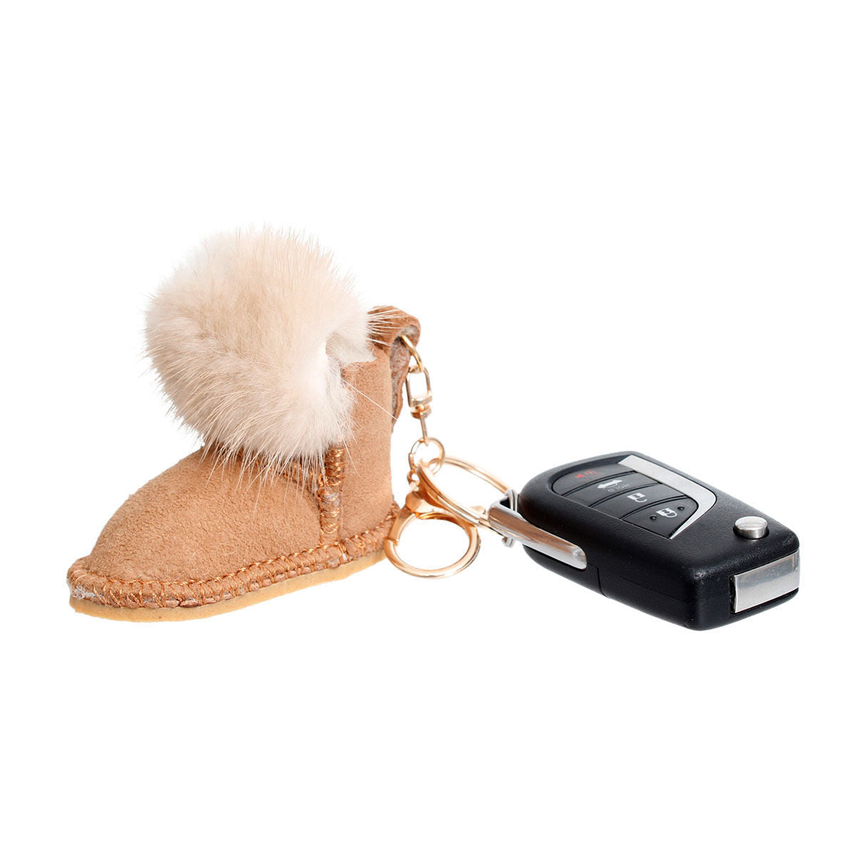 Women’s Keychain Sherpa Boot Bag Clip Stylish Accessory