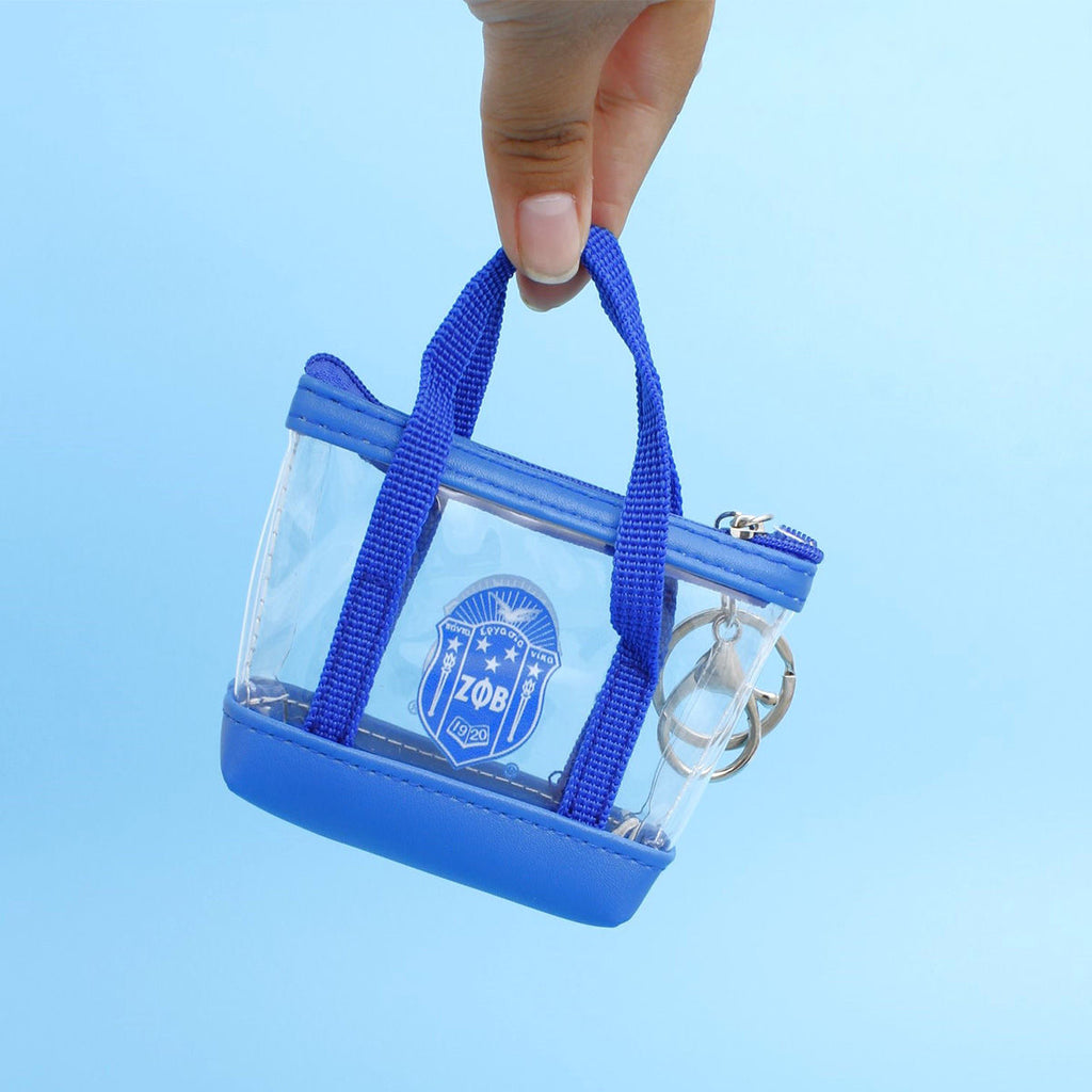 Mini Tote Zipper Pouch Keychain Clip Sorority Accessory Trendy Chic
