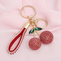Rhinestone Crusted Red Cherry Keychain Bag Clip Stylish Accessory