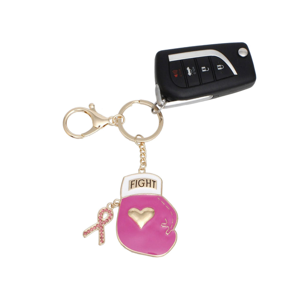 Keychain Breast Cancer Pink Boxing Glove Stylish Jewelry Accessory
