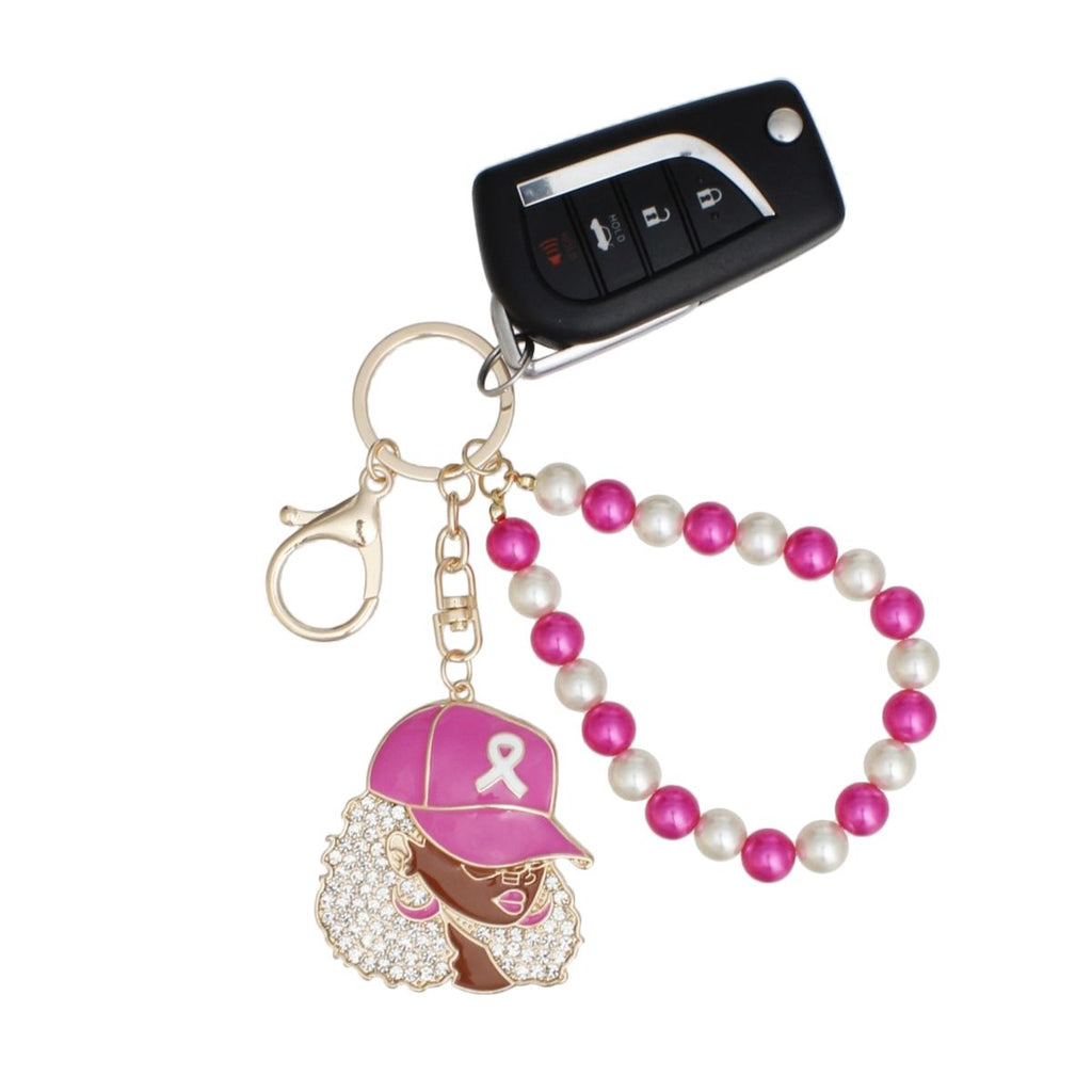 Gold Breast Cancer Supportive Sister Keychain Clip Stylish Accessory