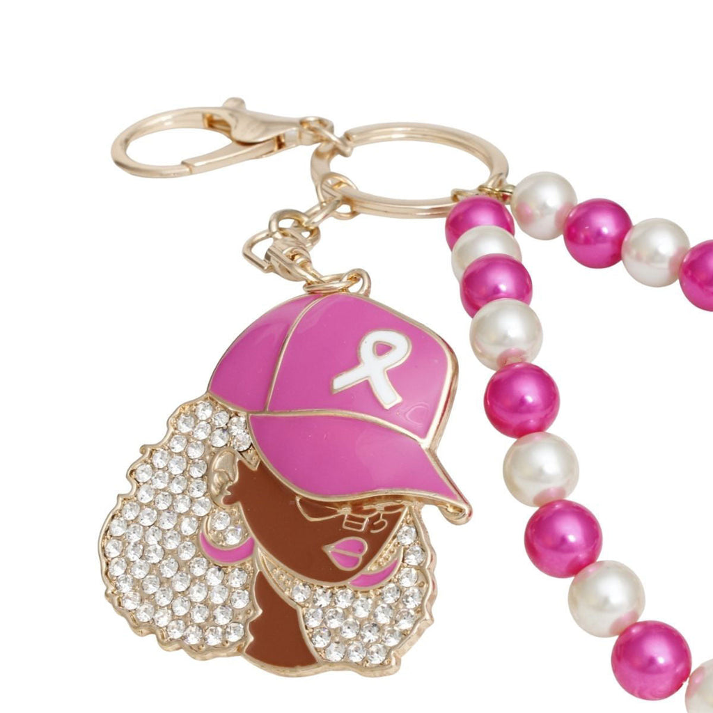 Gold Breast Cancer Supportive Sister Keychain Clip Stylish Accessory