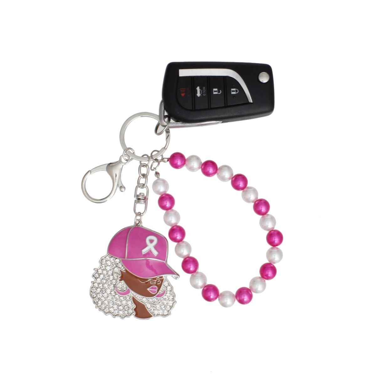 Silver Breast Cancer Supportive Sister Keychain Stylish Accessory