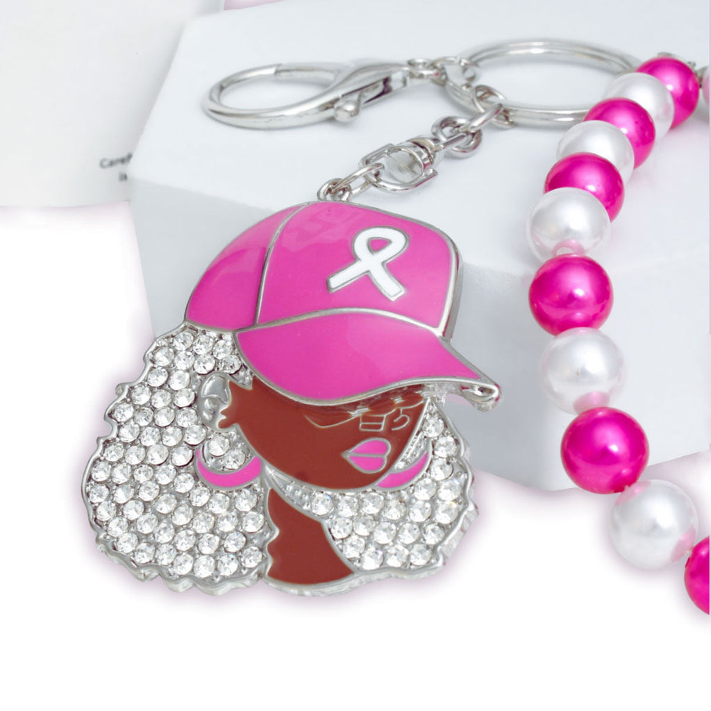 Silver Breast Cancer Supportive Sister Keychain Stylish Accessory