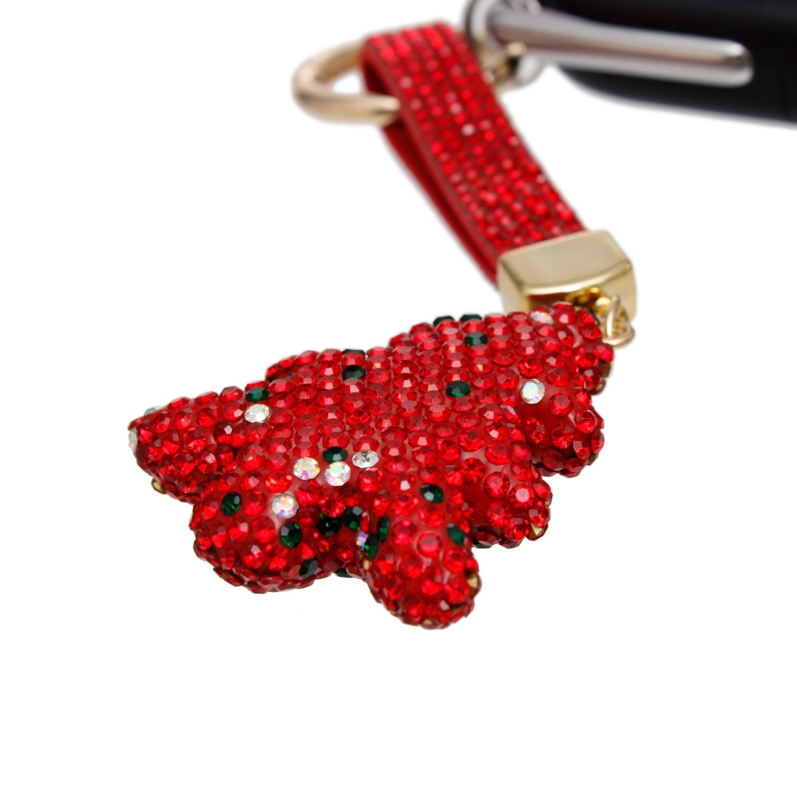 Keychain Purse Charm Clip Red Shimmery Xmas Tree Stylish Accessory