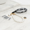 Fashion Keychain with White Black Stripe COCO Shirt and Pearl Clip Accessory