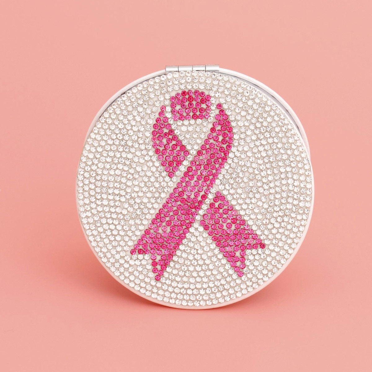 Compact Mirror Pink Ribbon Breast Cancer Bling Stylish Accessory