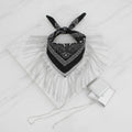Statement Necklace Black Bandana Bling Fringe Stylish Accessory