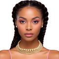 Layered 4 Row Gold Ball Bead Choker Necklace – Trendy Stylish Statement Jewelry