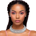 Layered 4 Row Silver Ball Bead Choker Necklace – Trendy Statement Jewelry