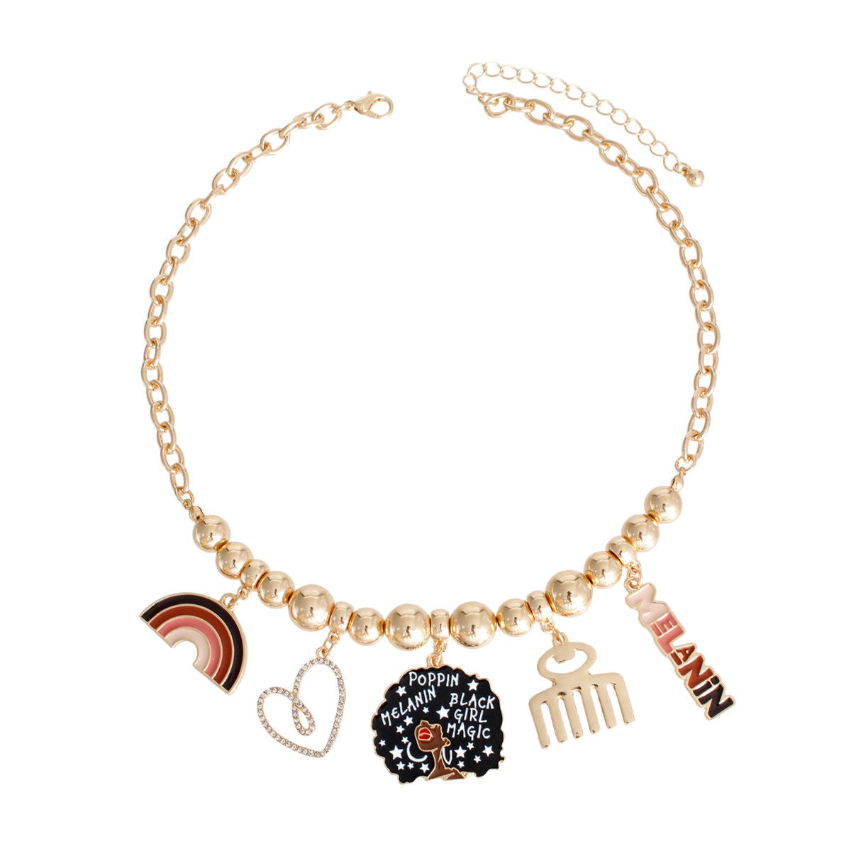 Charm Chain Necklace Gold Melanin Poppin Stylish Statement Jewelry