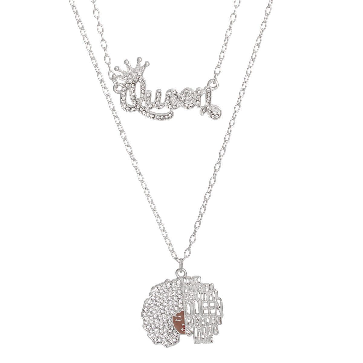 2 Pcs Silver Queen Afro Chains Stylish Statement Jewelry