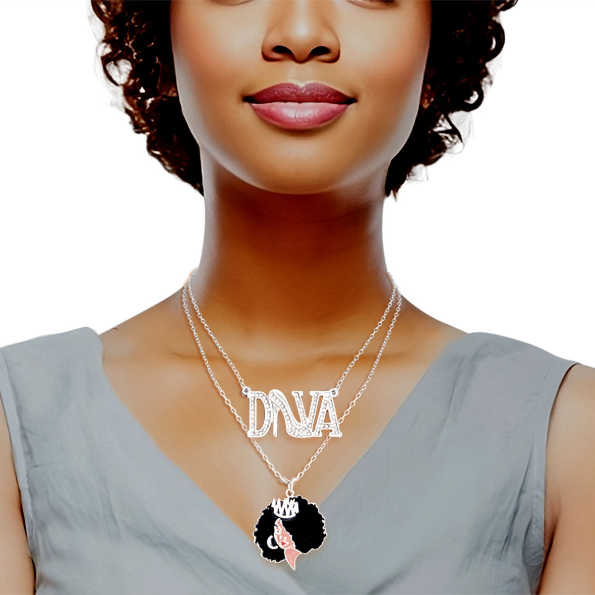 2 Pcs Silver Melanin Afro Chains Stylish Statement Jewelry