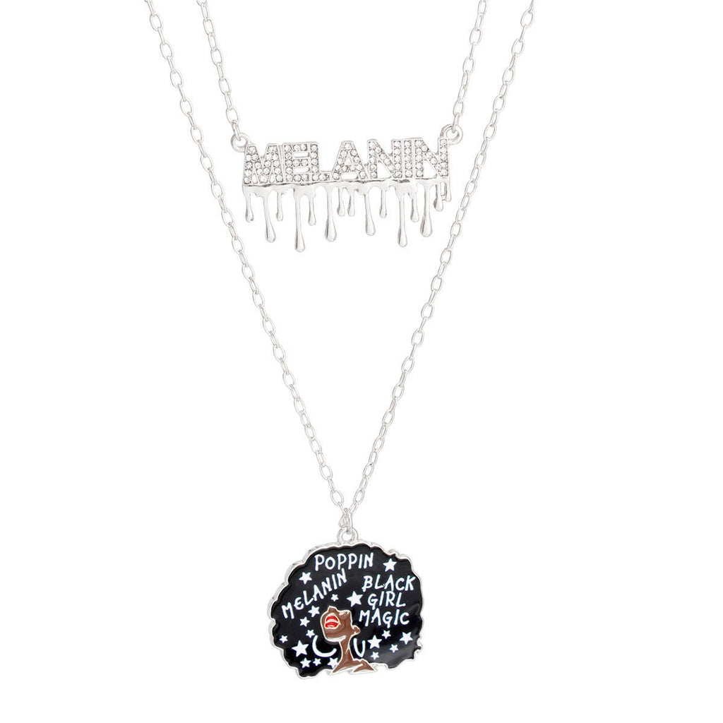 2 Pcs Silver Melanin Afro Chains Stylish Statement Jewelry
