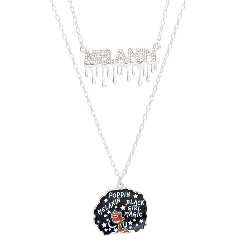 2 Pcs Silver Melanin Afro Chains Stylish Statement Jewelry