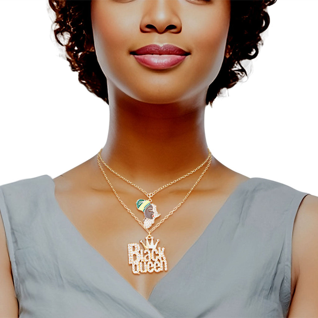 Statement Chains 2 Pcs Gold and Black Layered Necklace Set