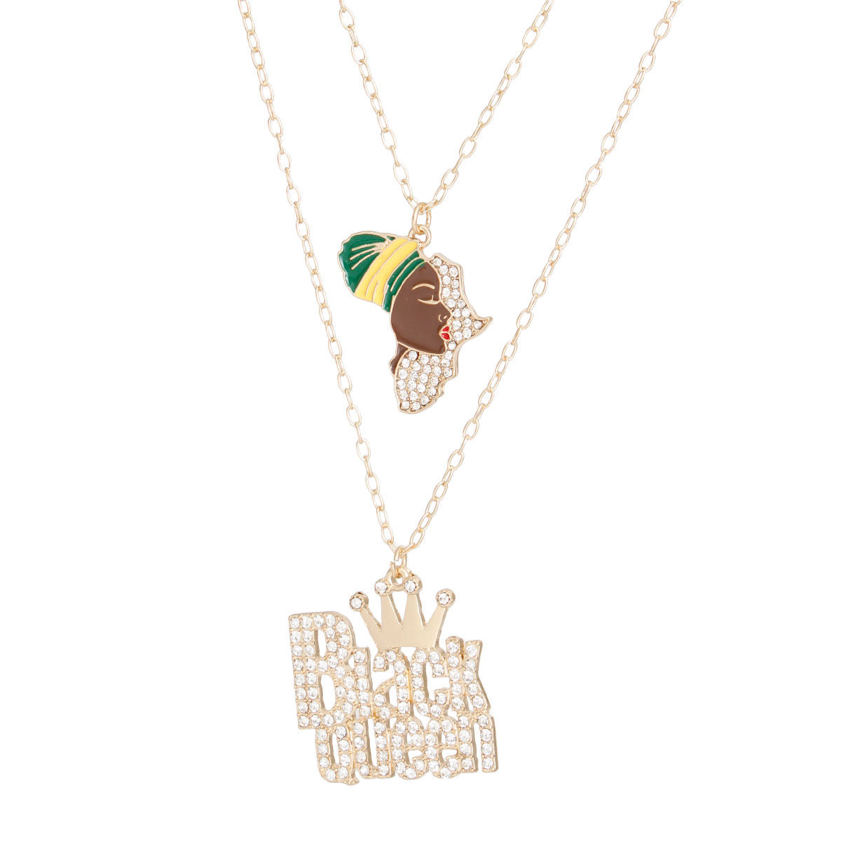 Statement Chains 2 Pcs Gold and Black Layered Necklace Set