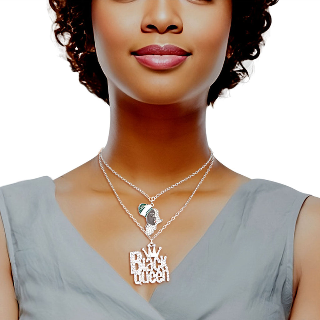 Statement Layered Chains 2 Pcs Silver Black Set
