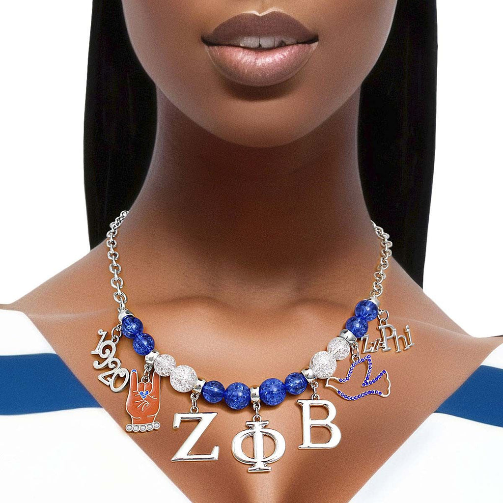 Statement Necklace Blue Bead Zeta Stylish Chic Accessory