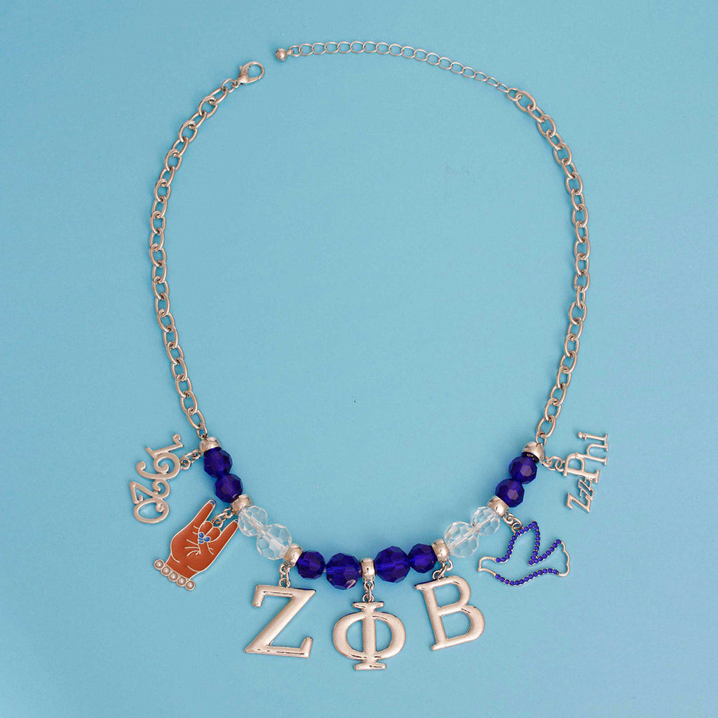 Statement Necklace Blue Clear Bead Zeta Stylish Chic Accessory