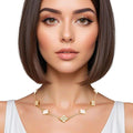 Women’s Necklace Gold White Clover Pendant Stylish Chic Jewelry