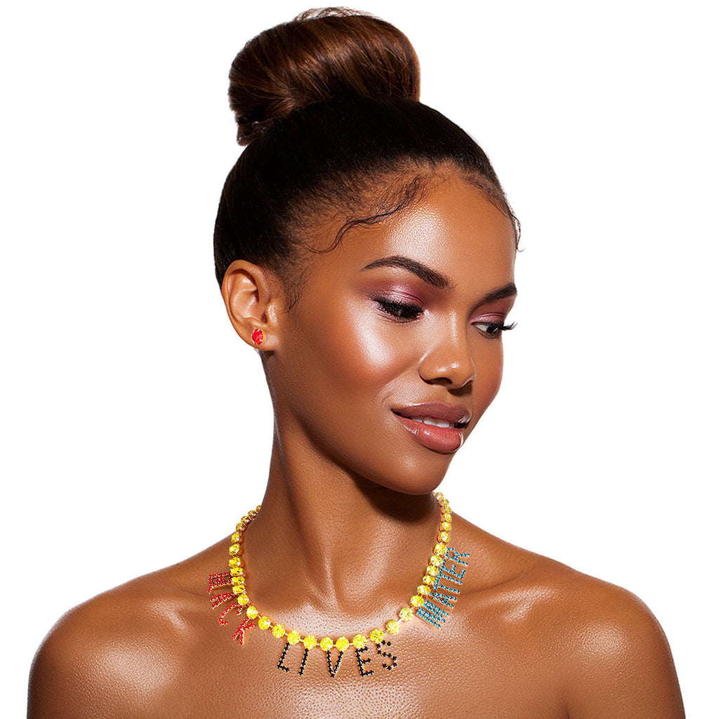 Statement Collar Necklace Black Lives Matter Multi Color Trendy Jewelry