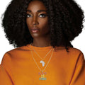 Statement Necklace Double Chain Multi Color BLACK IS KING Trendy Chic Jewelry