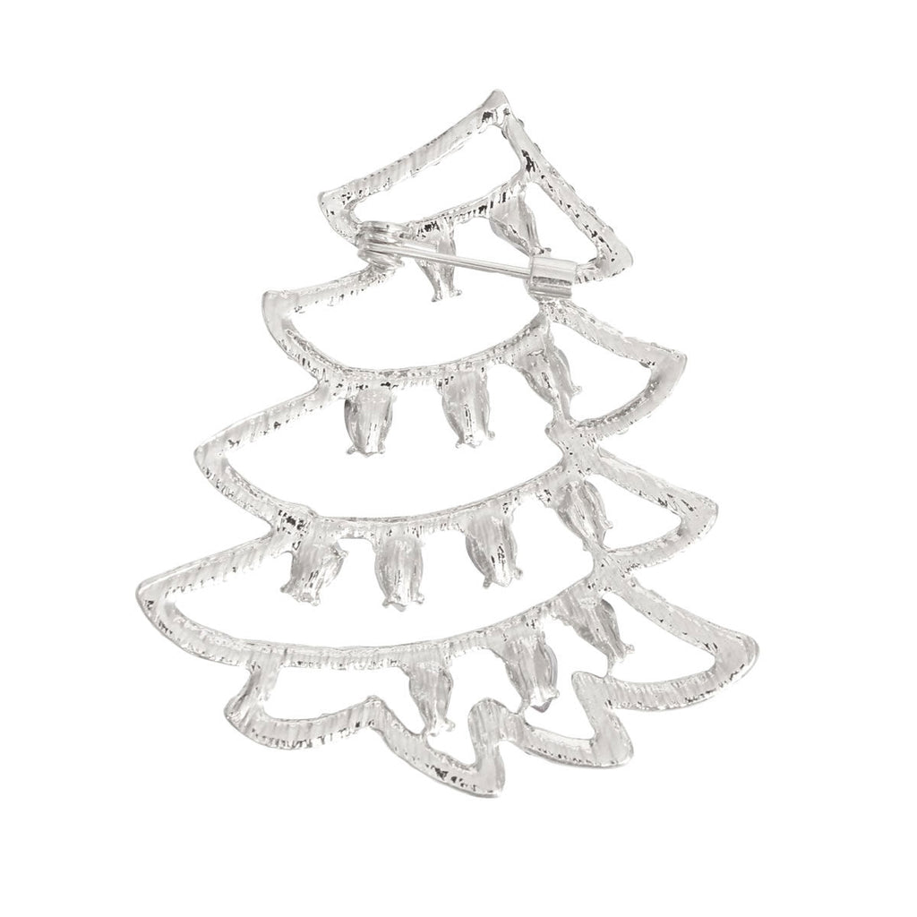 Silver Xmas Tree Brooch Pin for Women – Stylish Holiday Jewelry Accessory