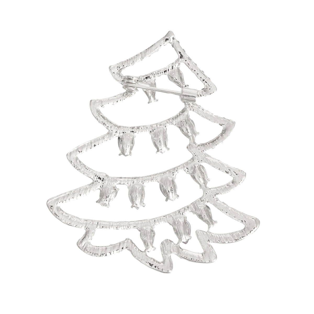 Silver Xmas Tree Brooch Pin for Women – Stylish Holiday Jewelry Accessory