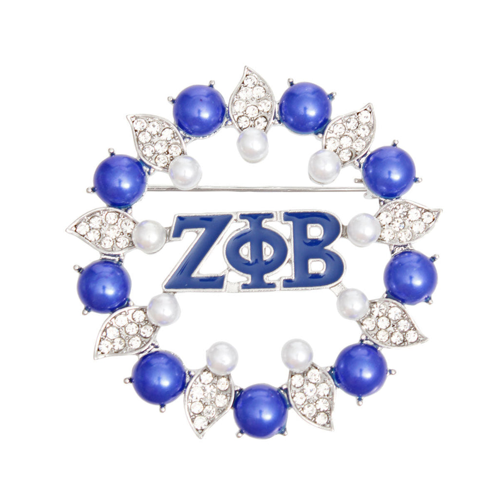 Women’s Brooch Pin with Blue and White Zeta Pearl – Stylish Statement Jewelry