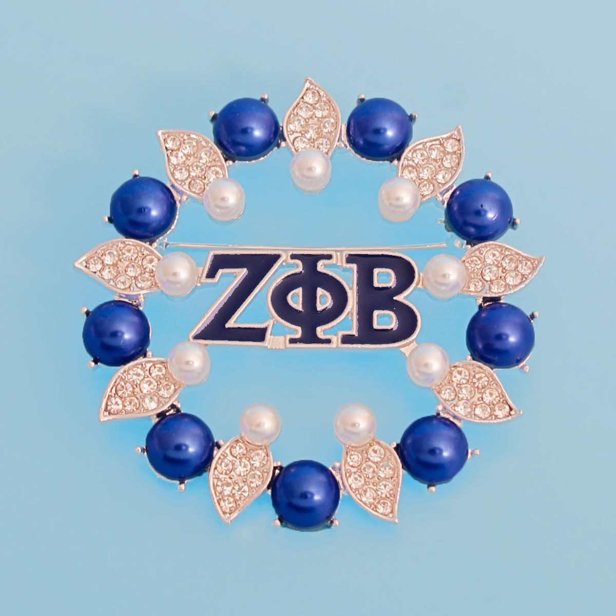 Women’s Brooch Pin with Blue and White Zeta Pearl – Stylish Statement Jewelry