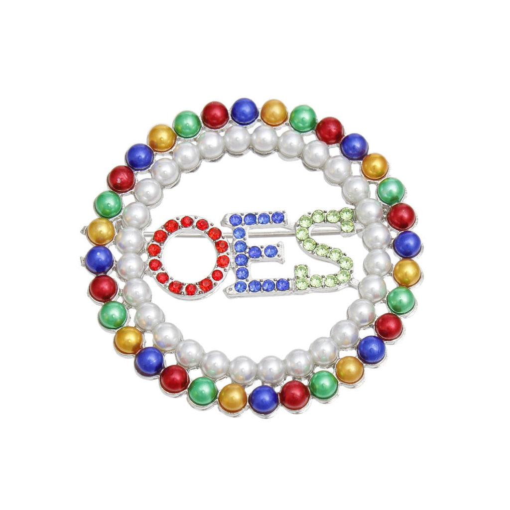 Pearl Brooch Pin Round Multicolor Sorority Stylish Accessory