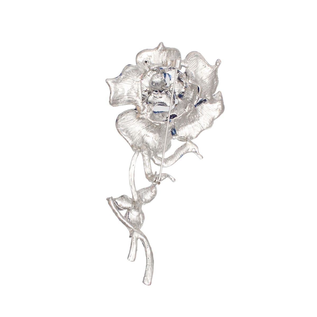 Brooch Blue Rose Blooming Sparkle Stylish Statement Jewelry Accessory
