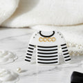 Fashion Brooch Hair Clip White and Black Stripe Shirt Pin Stylish Accessory